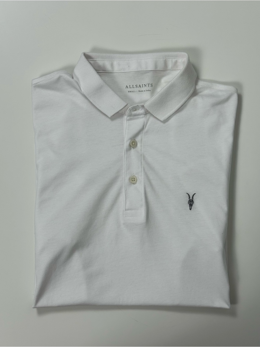 AllSaints Men’s Polo Shirt Small White Short Sleeve